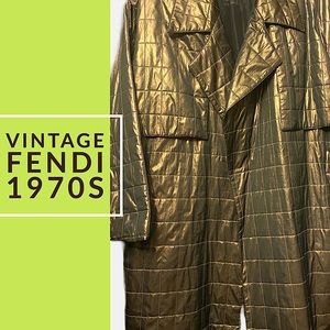 RARE FENDI Trench Coat 1970 Gold Lame